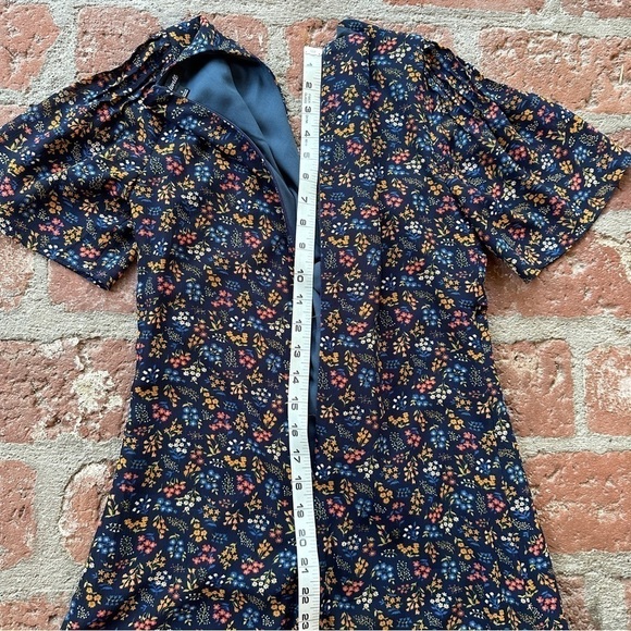 Madewell Cross-Front Mini Dress in Garden Party Liberty Blue Night floral size 0 - Picture 7 of 16